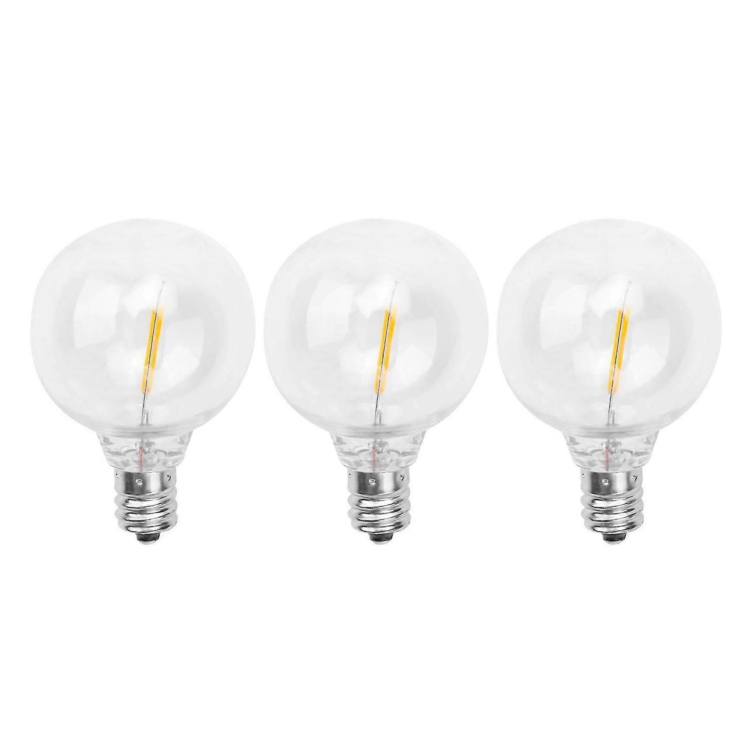 3Pcs G40 Led Replacement Light Bulbs, E12 Screw Base Shatterproof LED Globe Bulbs for Solar String L