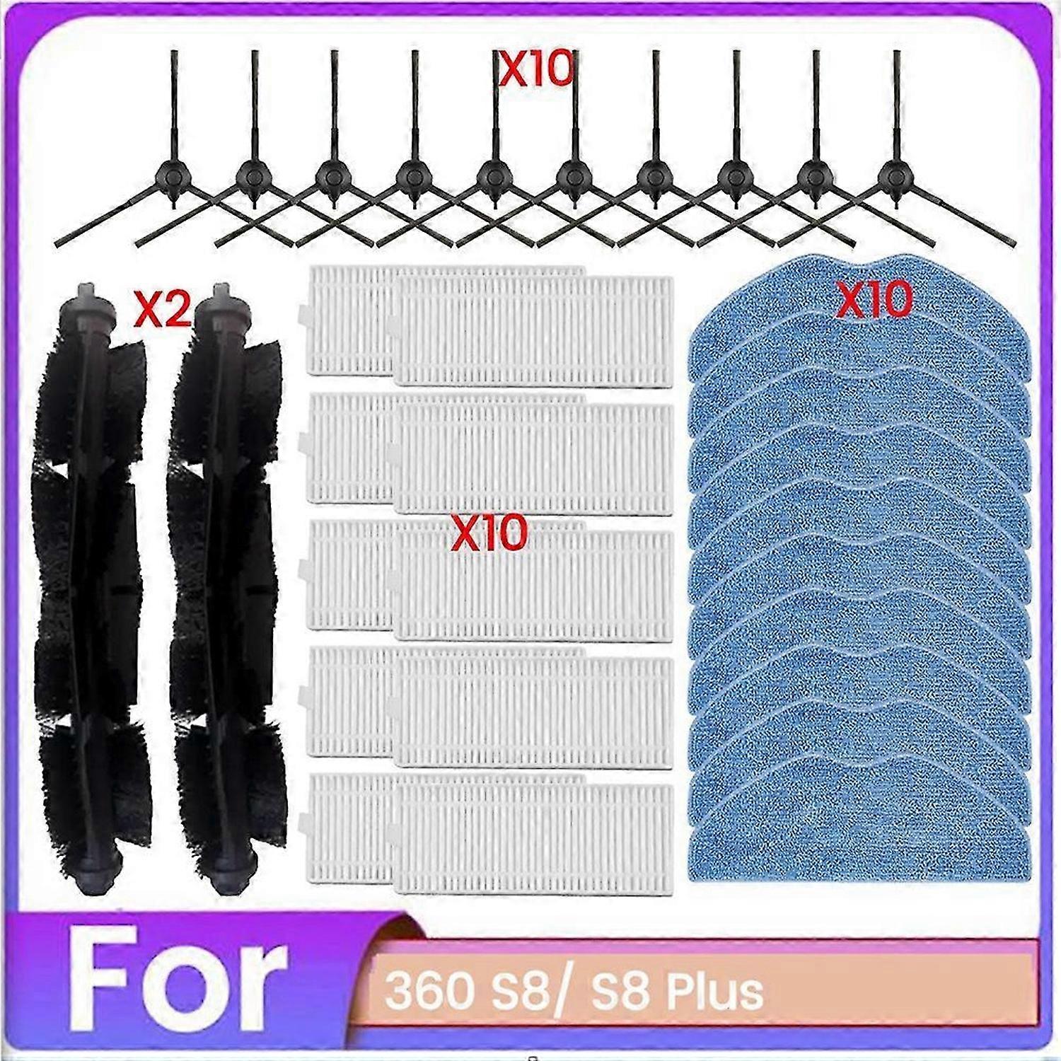 32PCS Brush Filter and Mop Cloth Set for 360 S8