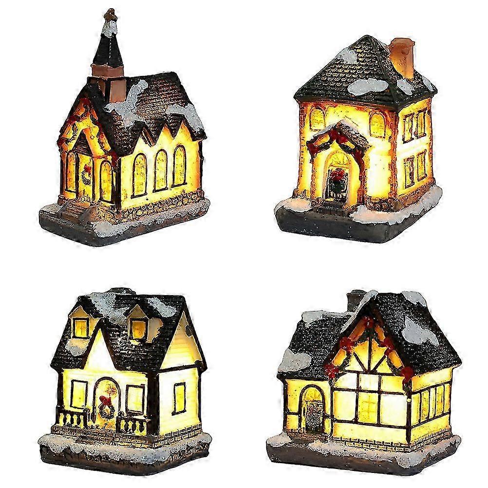 Christmas Resin Light House Village Decorations for Gifts