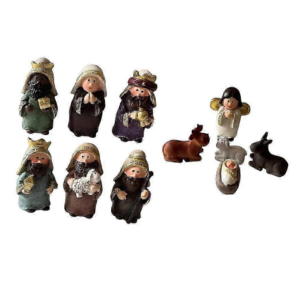 Pack of 11 Cute Mini Christmas Nativity Scene Figurines for Holiday Decoration