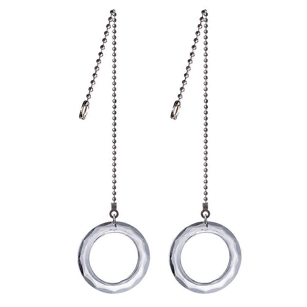 Fan Pull Chain 2Pcs Crystal Ring Light Accessory Transparent For Lighting Use Simple Design