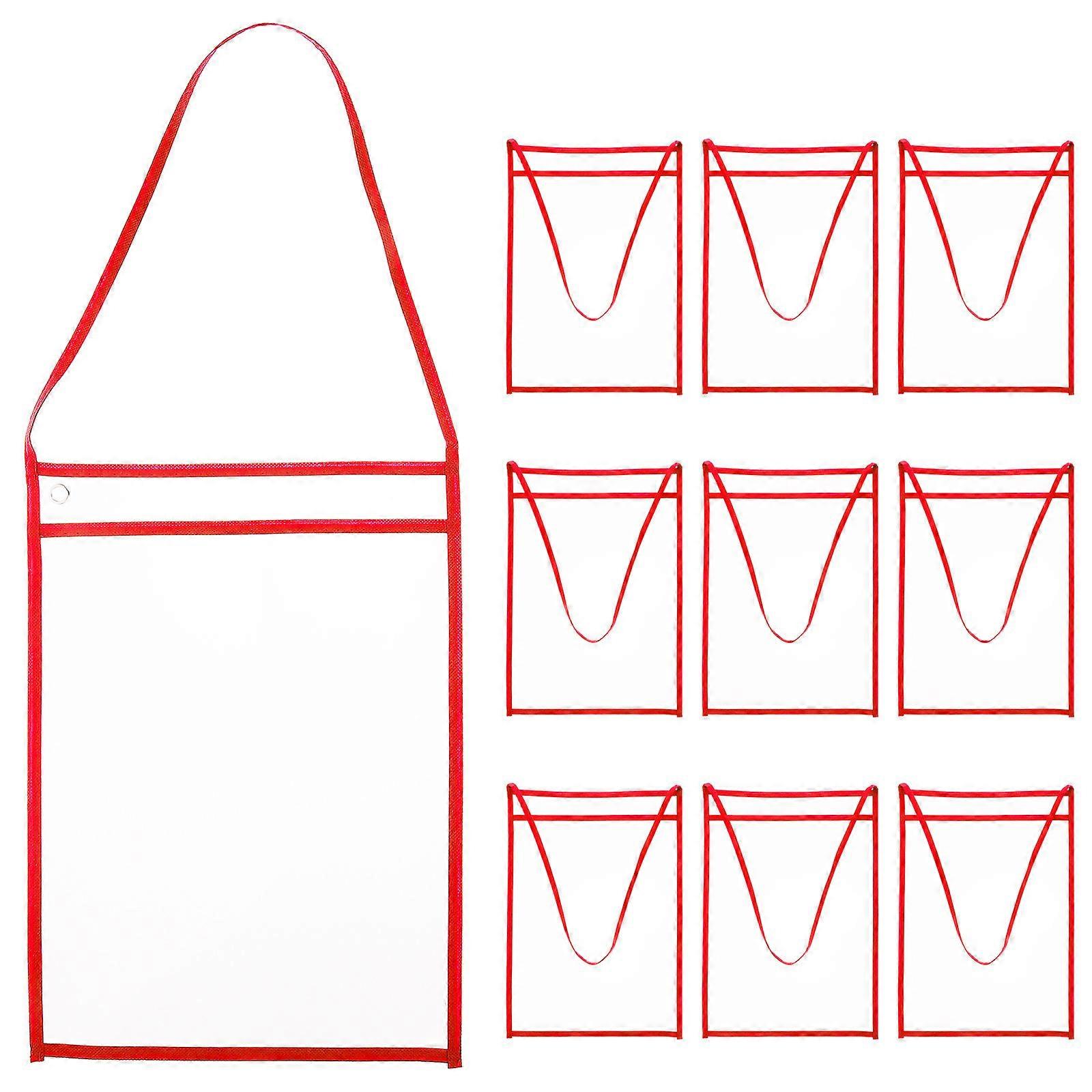 Transparent File Pockets 10Pcs Red Pet Document Holder with Erase and Rewrite for Storage