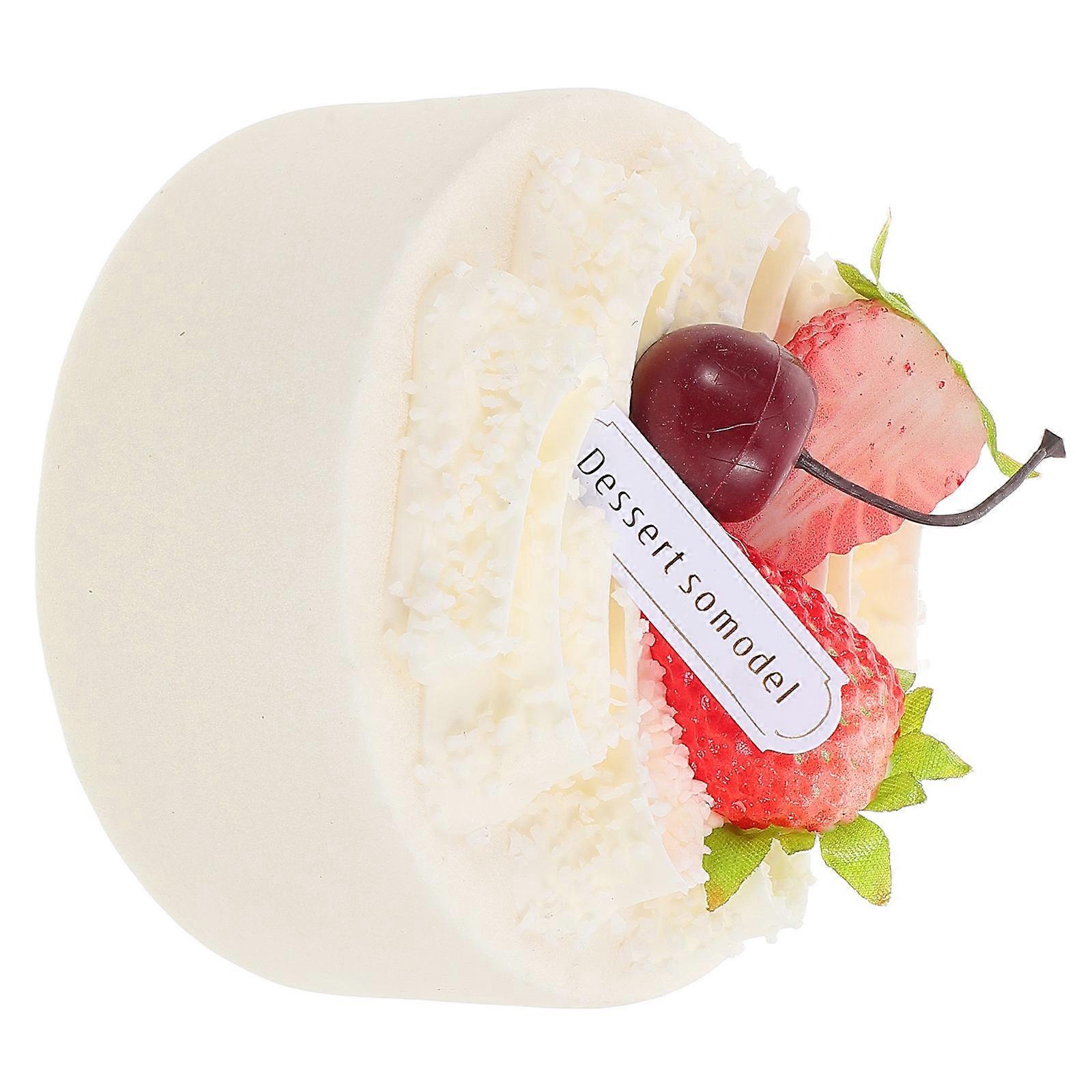 Realistic Birthday Cake Model for Decoration White PVC Artificial Cake