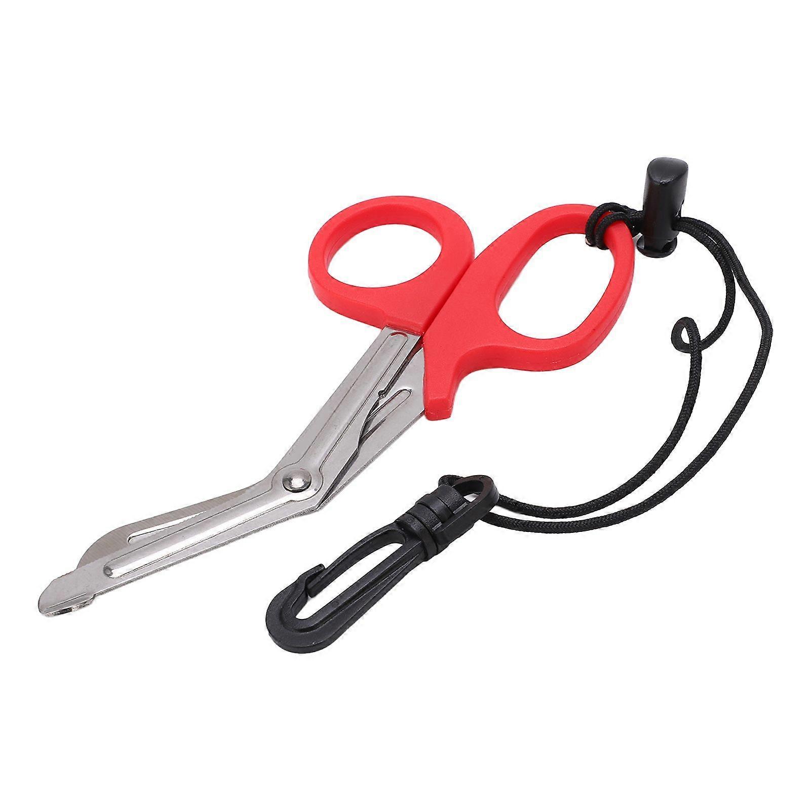 Dive Shears Safety Scuba Diving Scissors Stainless Steel Scuba Diver Shears with Lanyard and BuckleRed