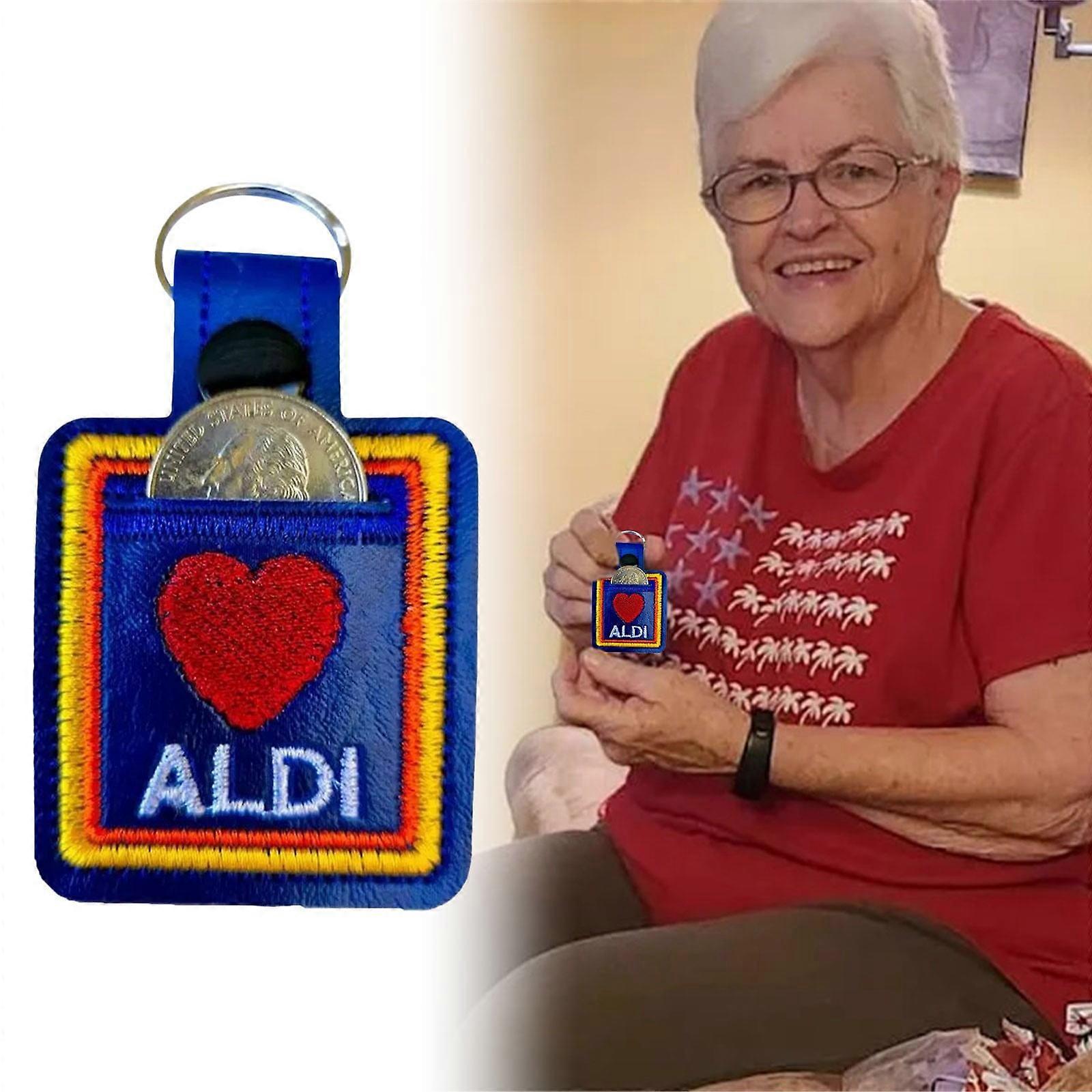 Clearance！Shopping Cart Quarter Holder Keychain Quarter Handmade Embroidered and Cart. Holds Quarter for Grocery Shopping Cart. Great Unisex Gift!