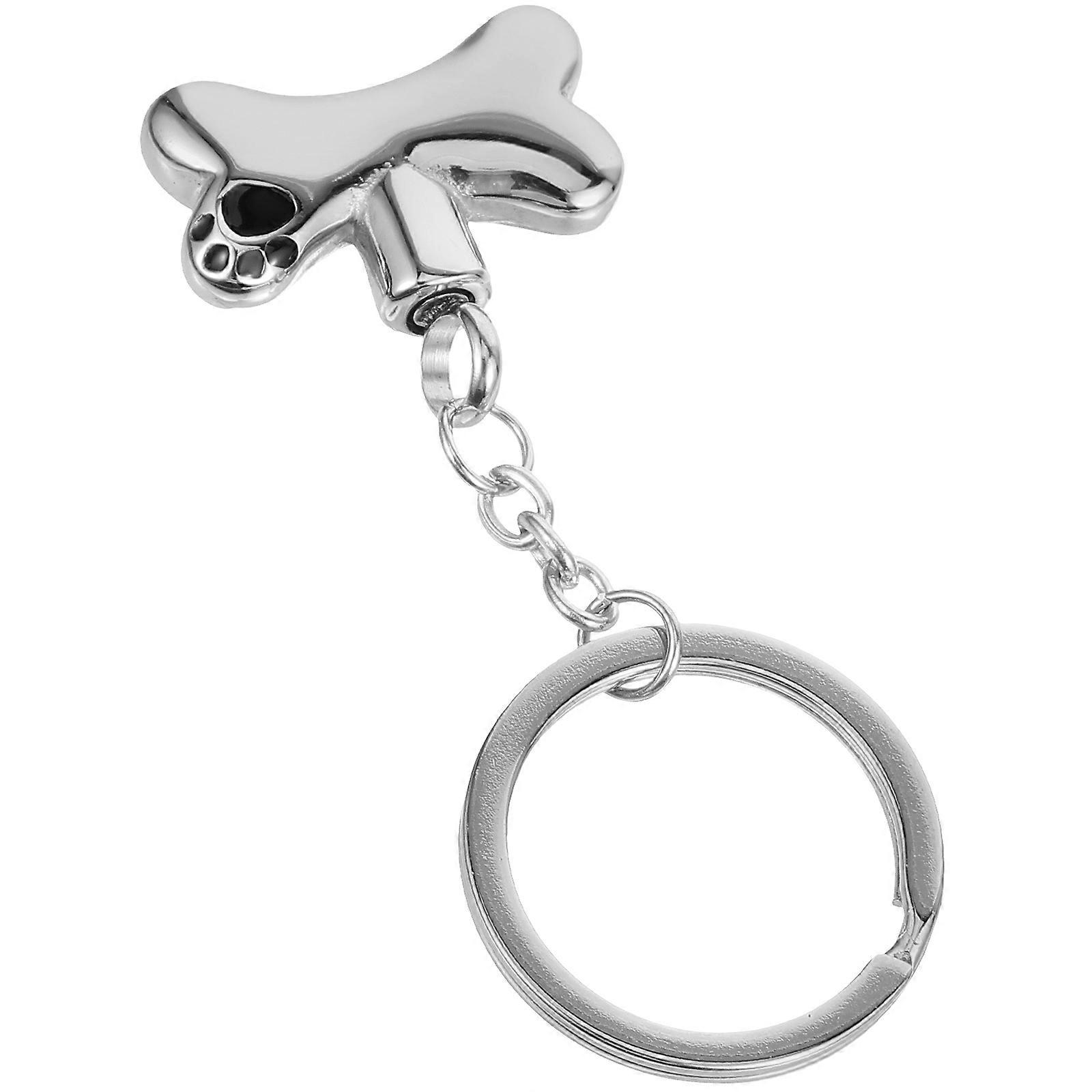 Titanium Steel Urn Keychain for Pet Ash Keepsake 3Pcs Silver Bone Shape Pendant