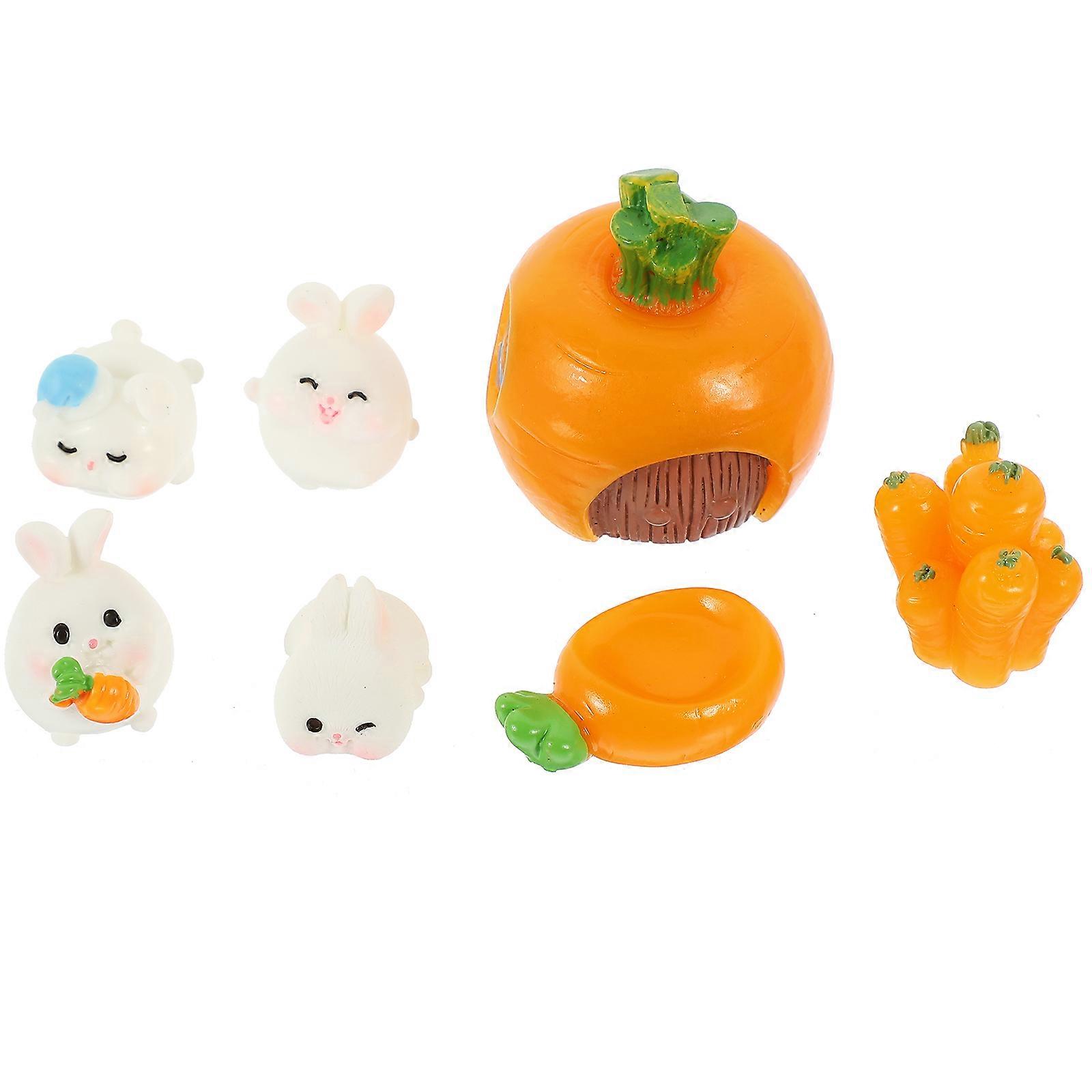 Mini Rabbit Resin Figurine for 14Pcs Miniature Animal Model Set