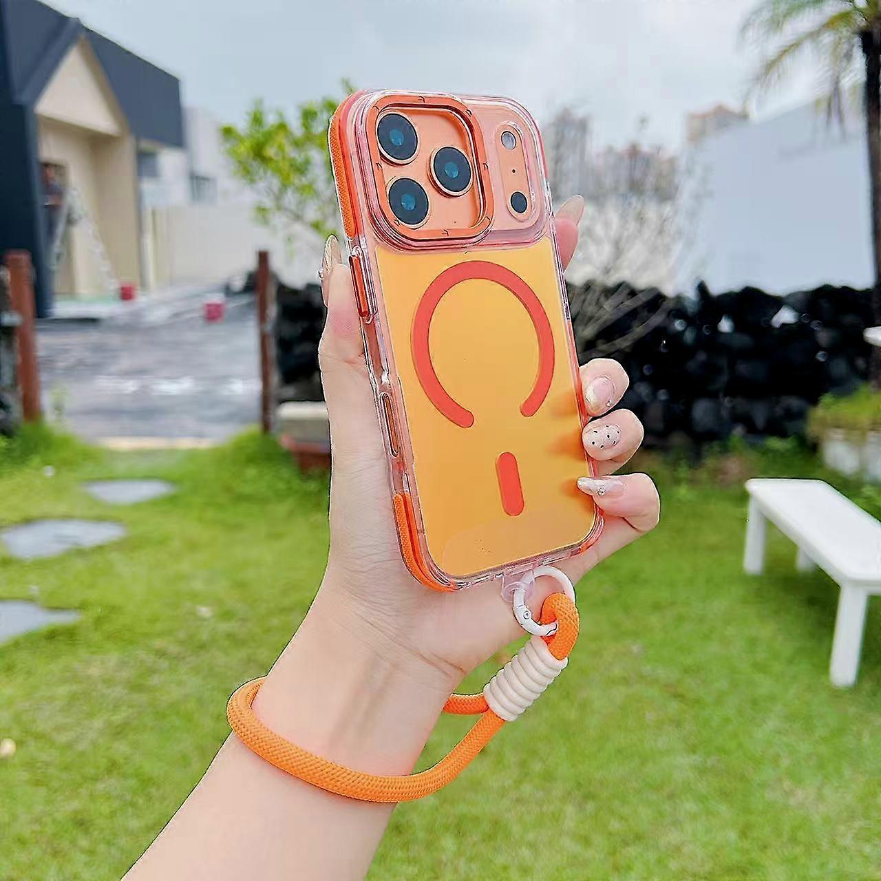 New Laser Gradient Translucent With Lanyard For MagSafe Case For iPhone 17 17Pro 17Air 17 Pro Max Magnetic Wireless Charge Cover