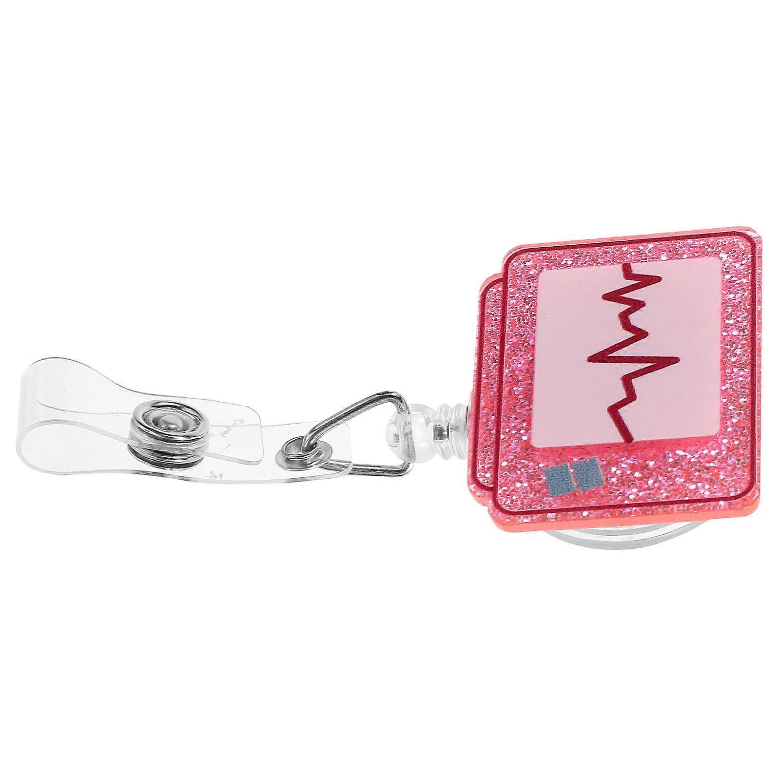 3Pcs Nurse Badge Clip Acrylic Multi-Function Id Card Holder Pink