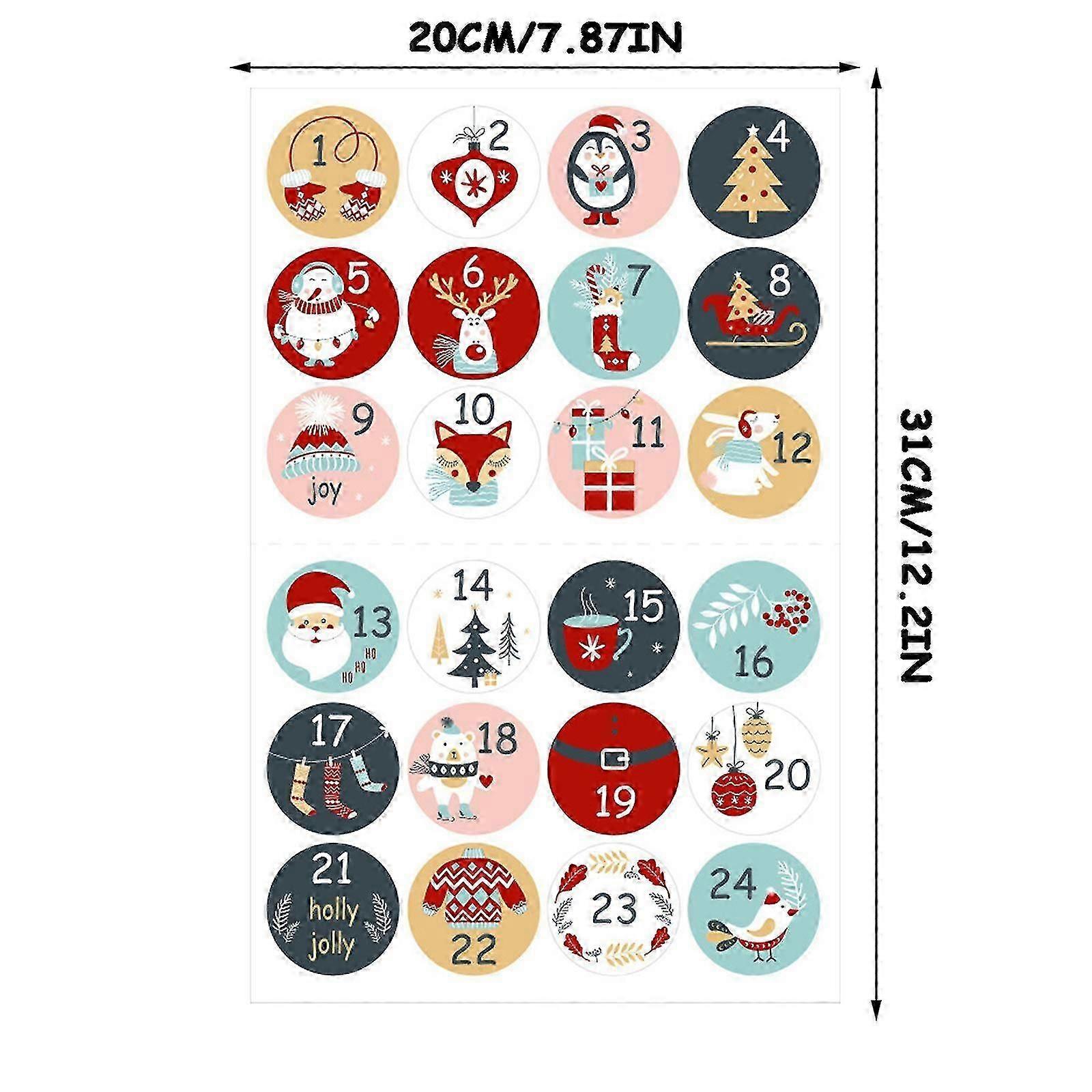 Noel Advent Takvim Numaraları Çıkartma Sayfası Ile 24 Çıkartmalar Diy Hediyeler Xmas Craft Noel Süslemeleri