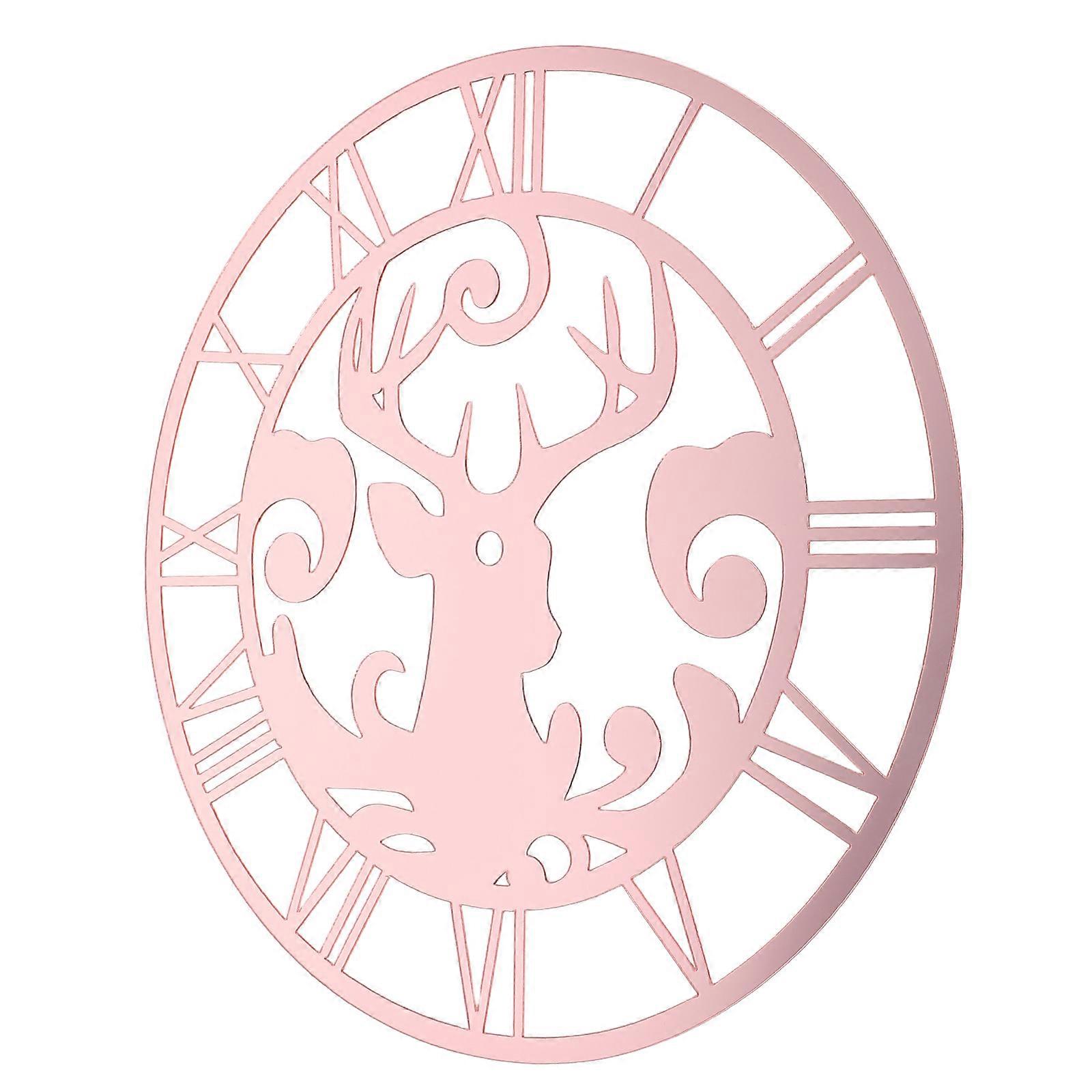 Roman Numerals Round Mirror Wall Clock for Decor Use 4Pcs Rose Gold Acrylic