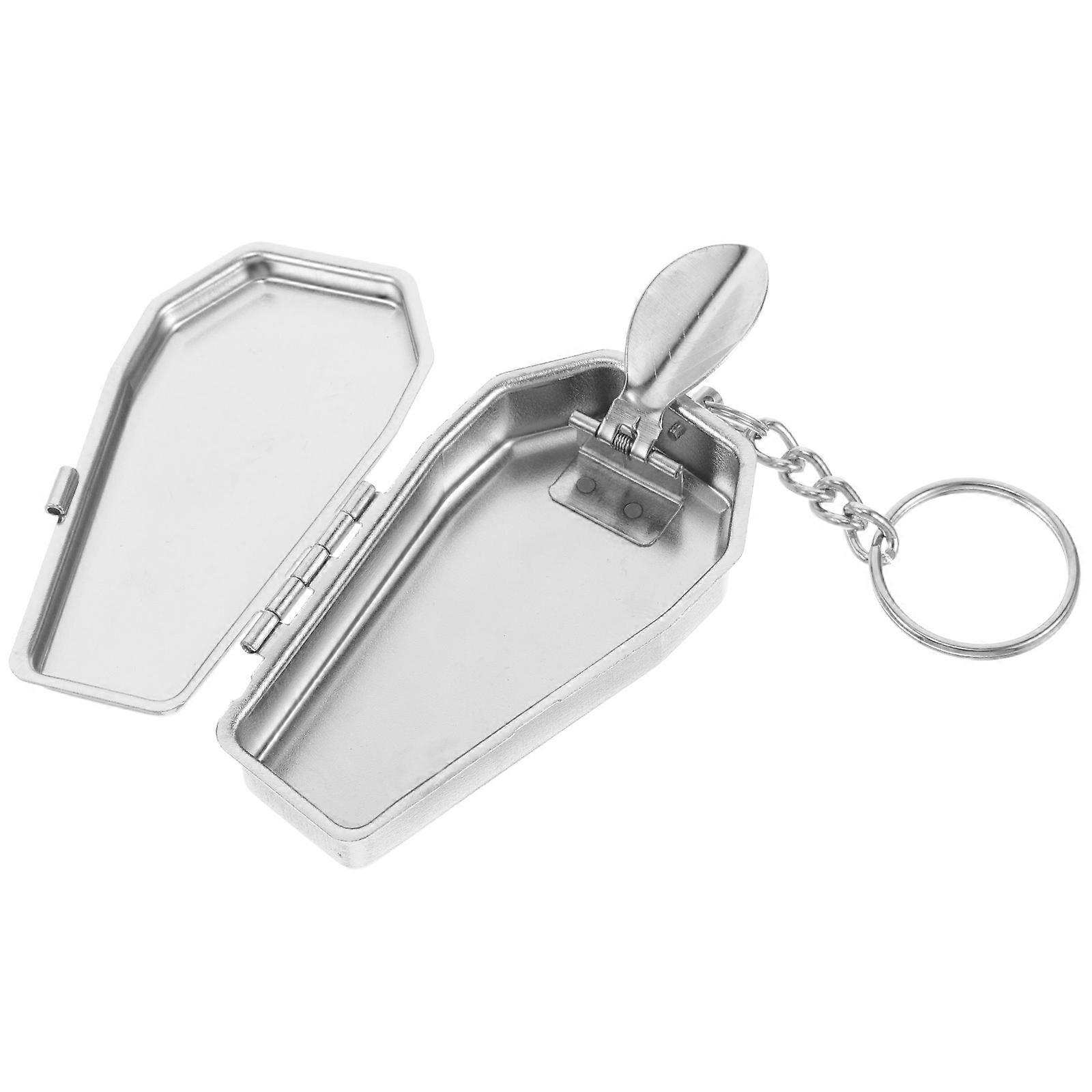 Tinplate Coffin Shape Ashtray for Storage Use 2Pcs Silver Outdoor Holder