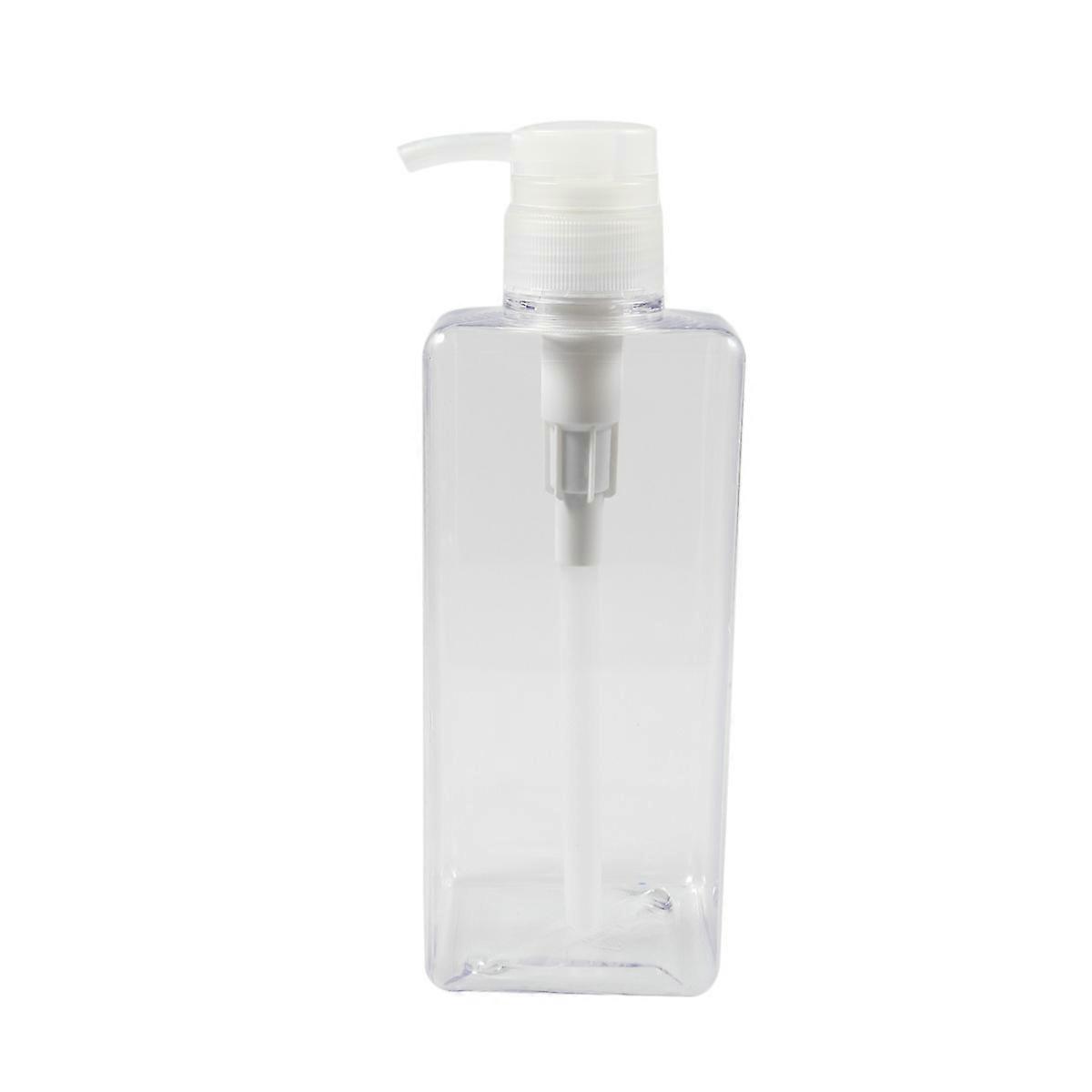 Liquid Push Down Pump Dispenser Bottle Transparent Square Bottle for Storage 2Pcs