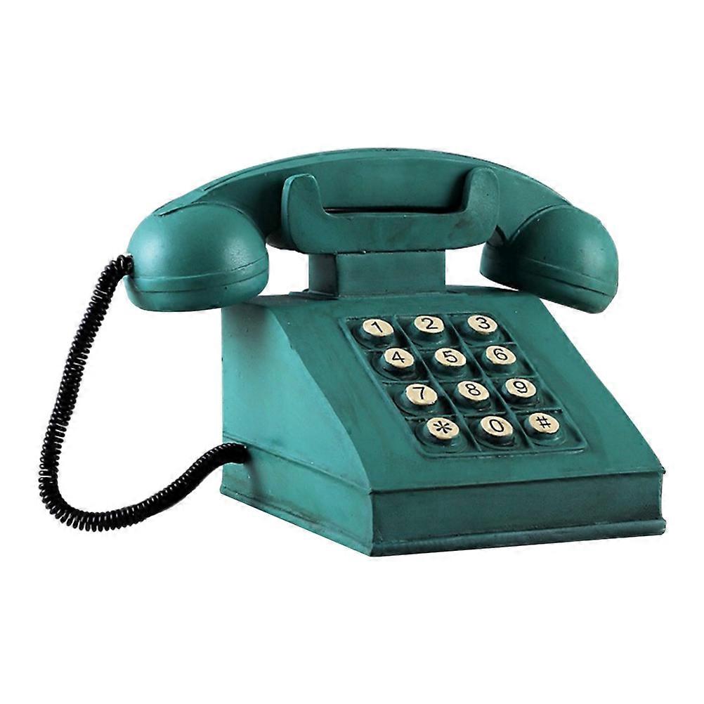 Home Use Green Retro Telephone Saving Pot 2Pcs Resin Piggy Bank Decor