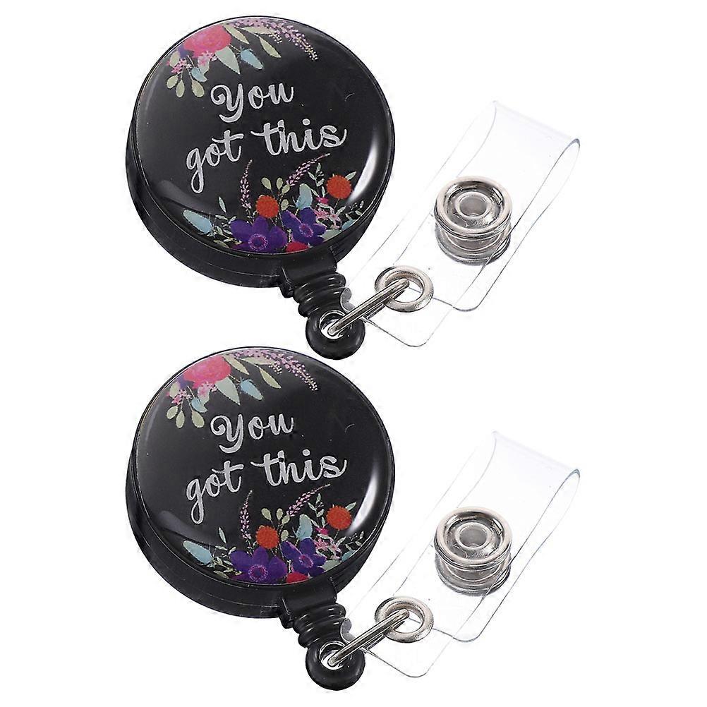 Nursing Id Badge Clip Retractable Badge Reels for Nurses Black Abs Material with Retractable Clip 2Pcs