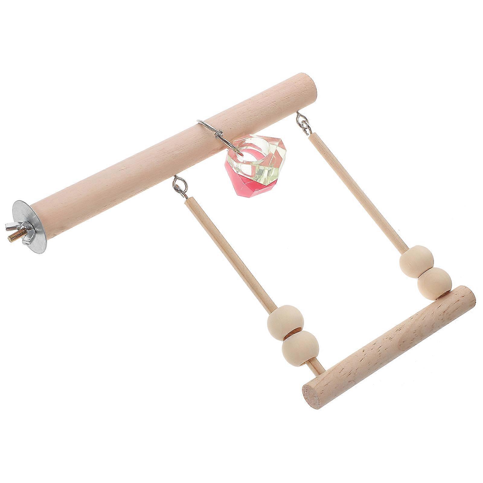 Bird Swing Wooden Parrot Toy for Playing 4Sets Suspending Parrot Plaything