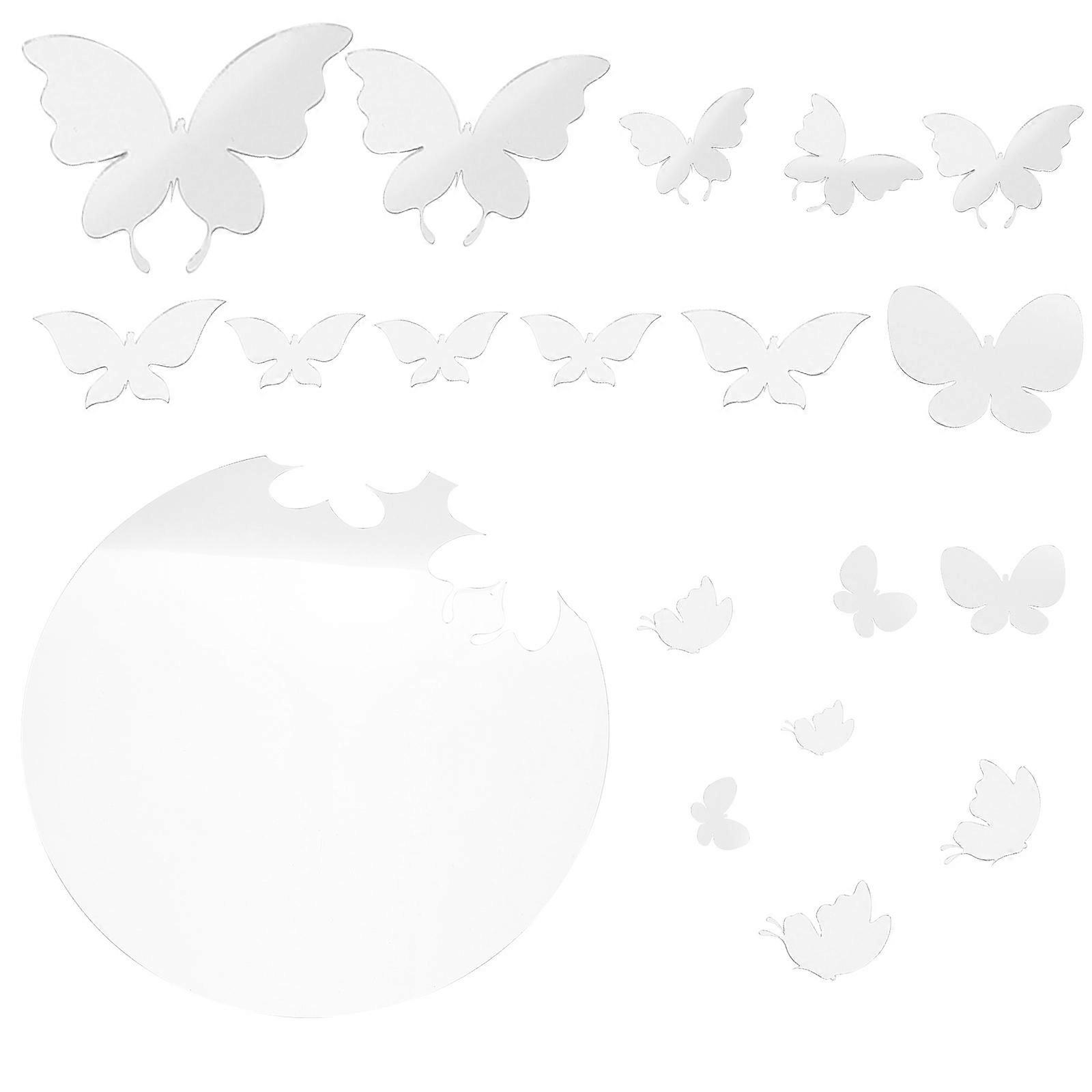 Wall Decor Mirror Surface Home Sign Butterfly Pattern Stickers 4Sets