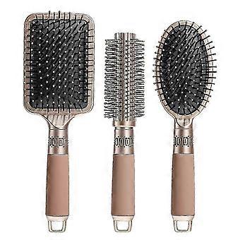 Hair Brush Set with Detangling Nylon Pins Massage Brush(GOLD)