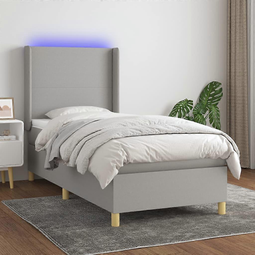 Boxspringbett mit Matratze & LED Hellgrau 80x200 cm Stoff