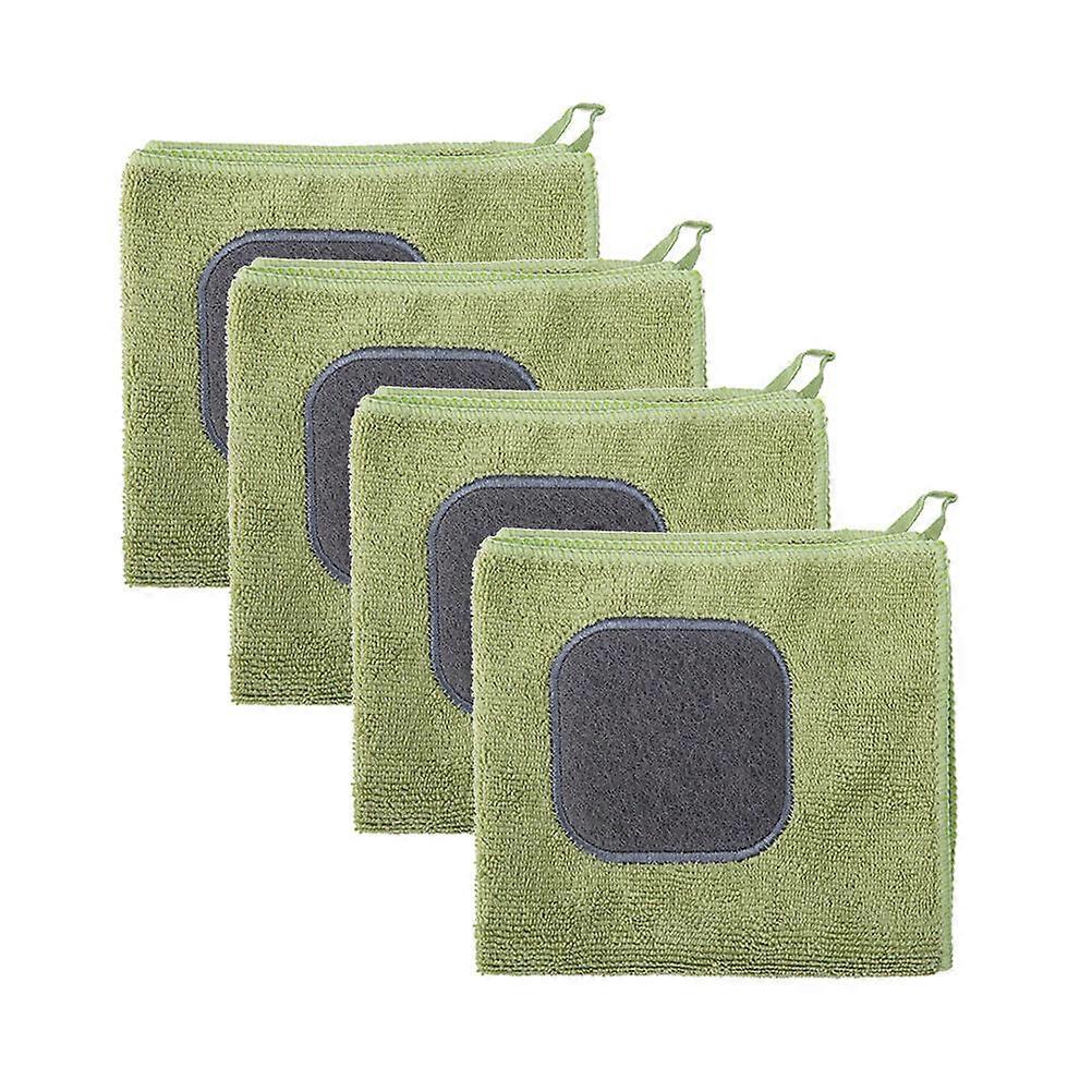 Kitchen Cleaning Cloth Microfiber Dish Towels for Absorbing 4Pcs Green