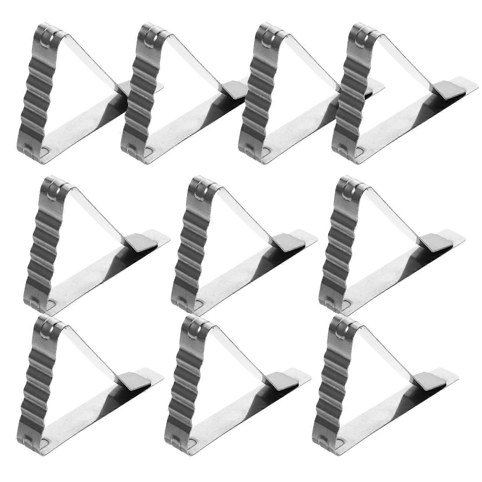 Picnic Table Cloth Clips Triangular Design Dining Use Silver Color Stable Structure 10Pcs