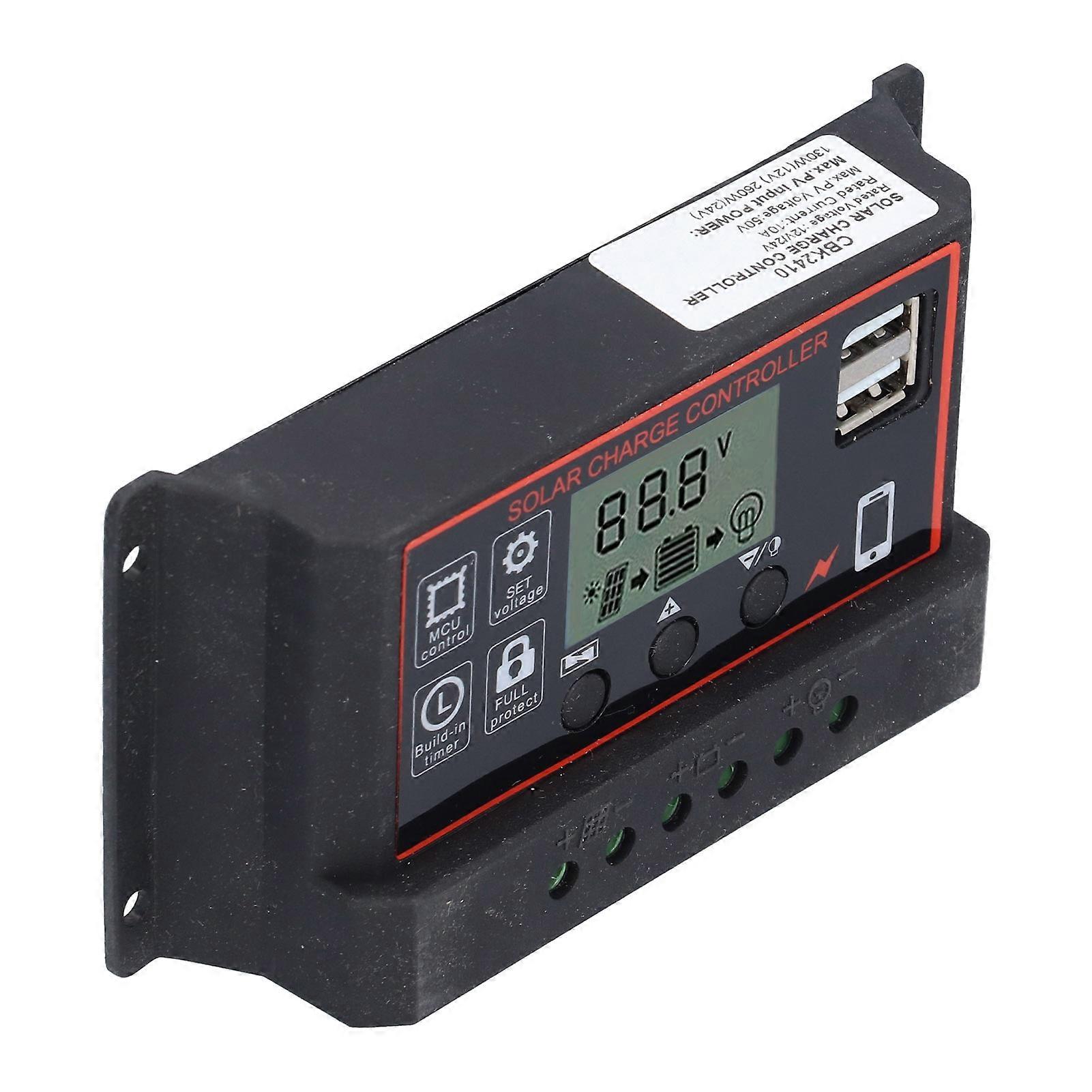 Adjustable 12V 24V 10A Solar Charge Controller Red Smart Regulator