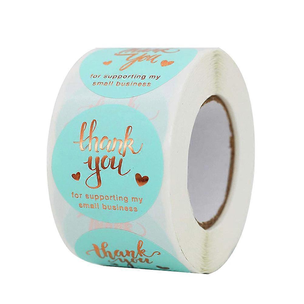 Thank You Decal Roll for Gift DIY with 1500Pcs Blue Packing Stickers