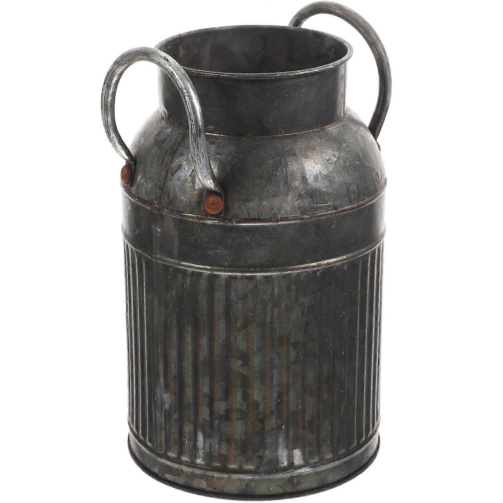 Grey Flower Bucket with Handle for Flower Arrangement 2Pcs Planter