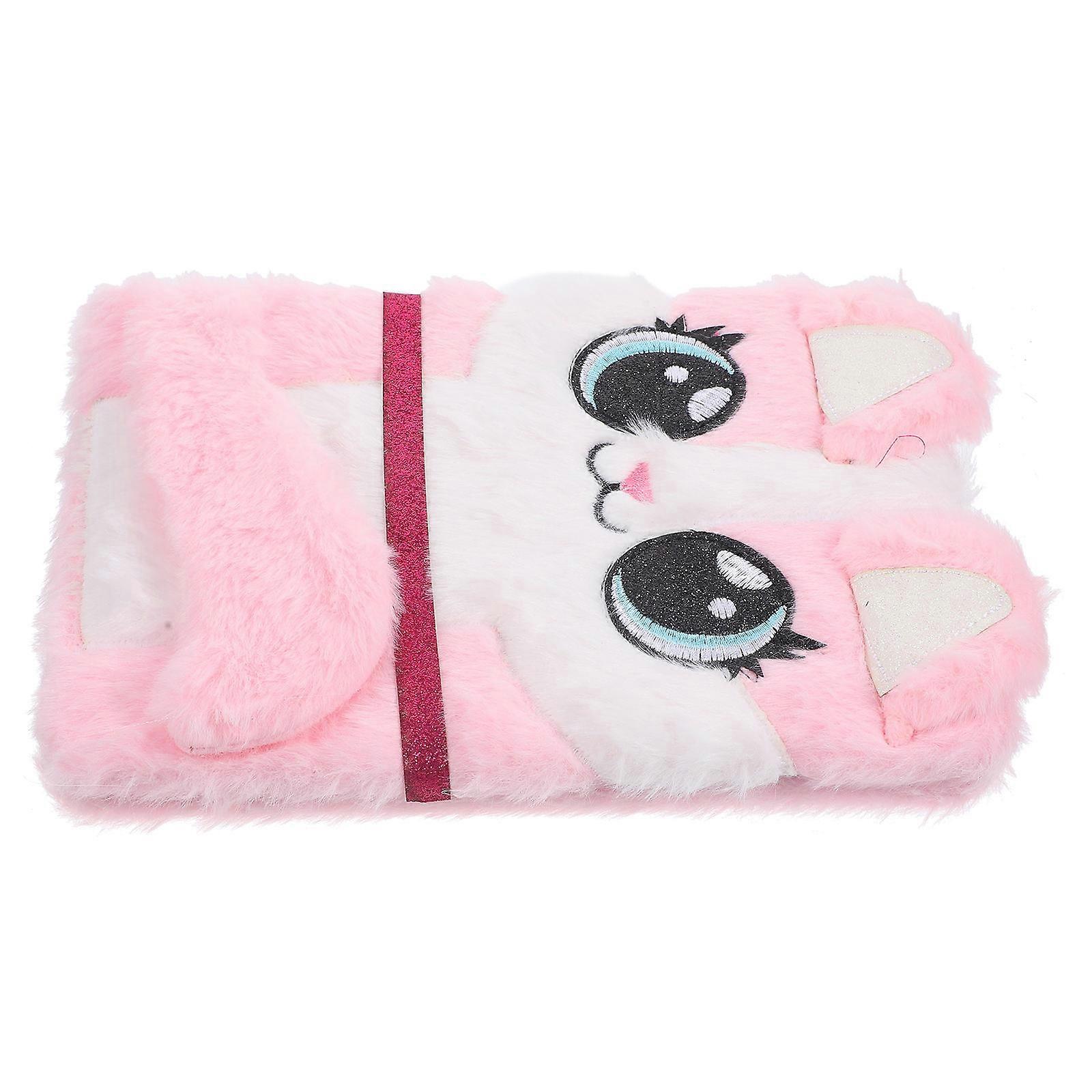 Fluffy Notebook Plush Diary for Students 5Pcs Cartoon Cute Pink Notebook