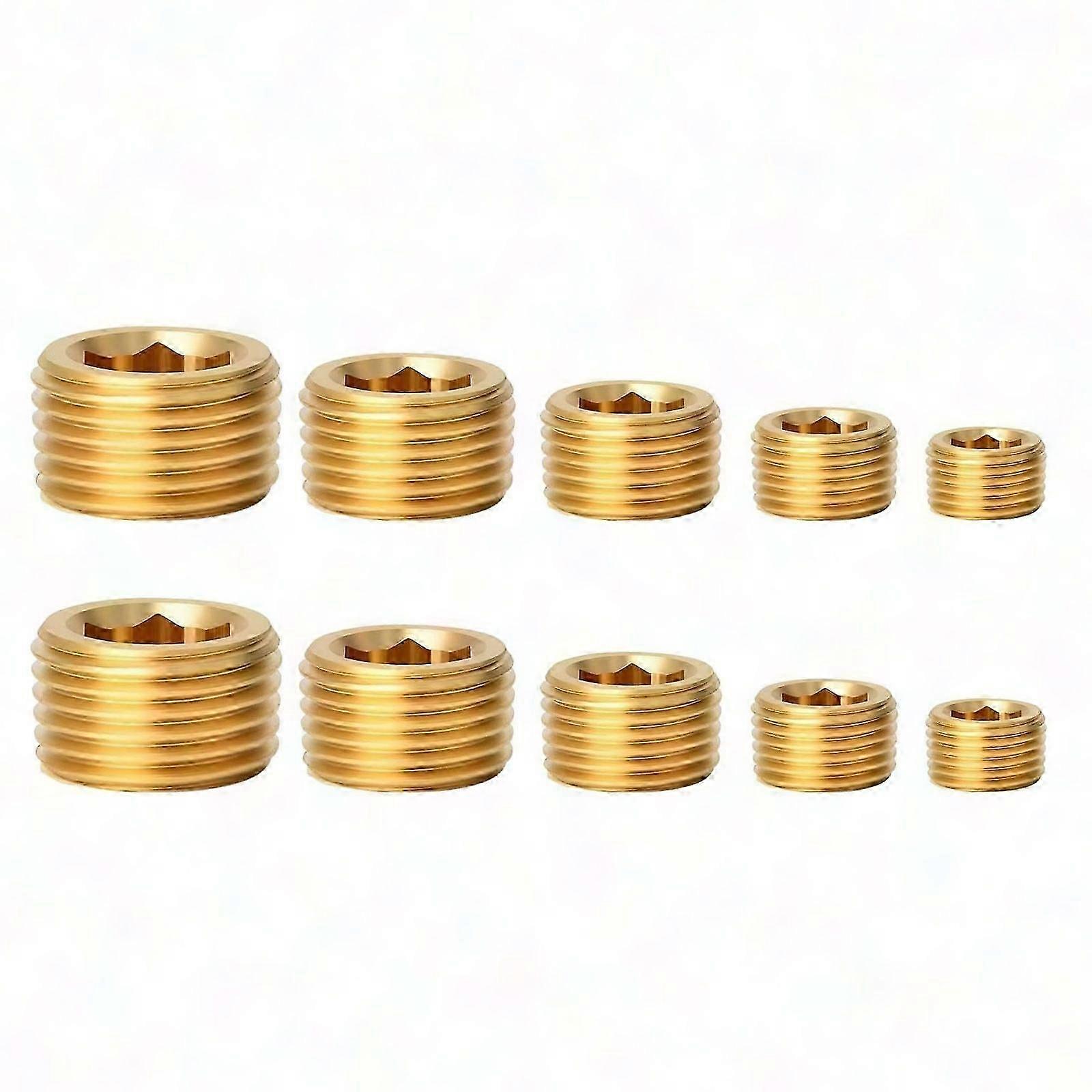 Brass Pipe Plugs 10/25pcs Male Internal Hex Thread for Sealing in Various Applications