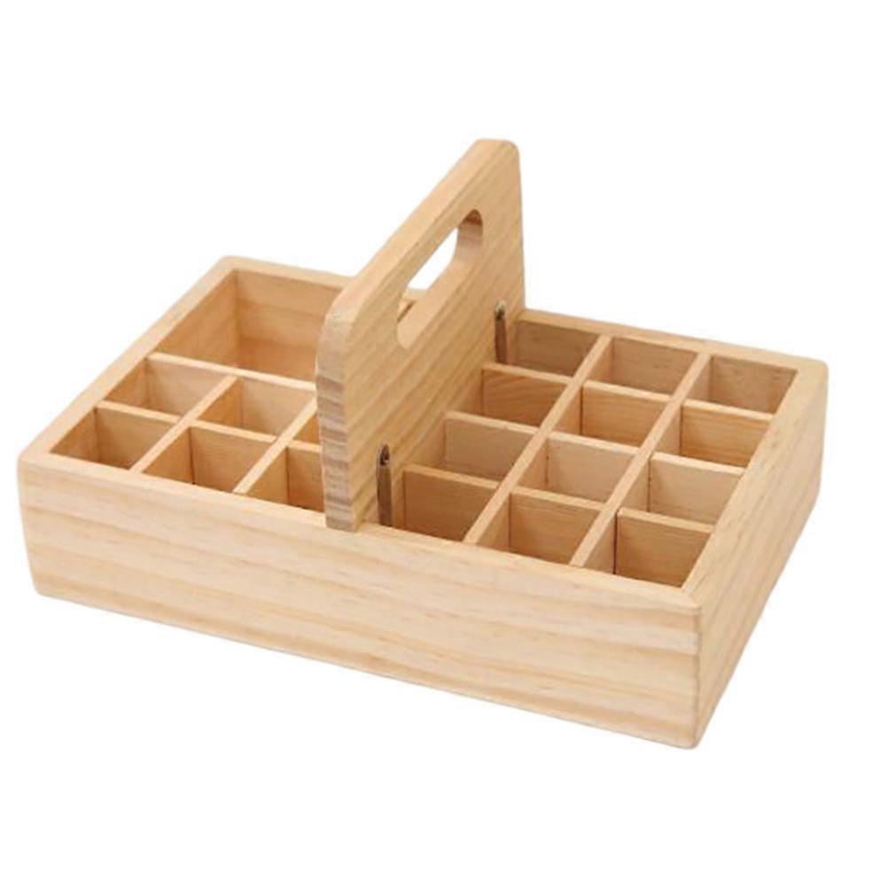 Wooden Basket for Storage with Handle 1Pcs Multi-Grid Essential Oil Box