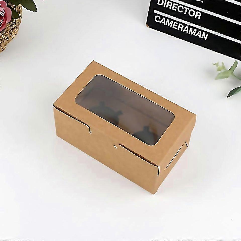 For 25 Pcs Window Cupcake Packaging Box Muffin Cake Box With Inner Support Specification 2 In One Kr