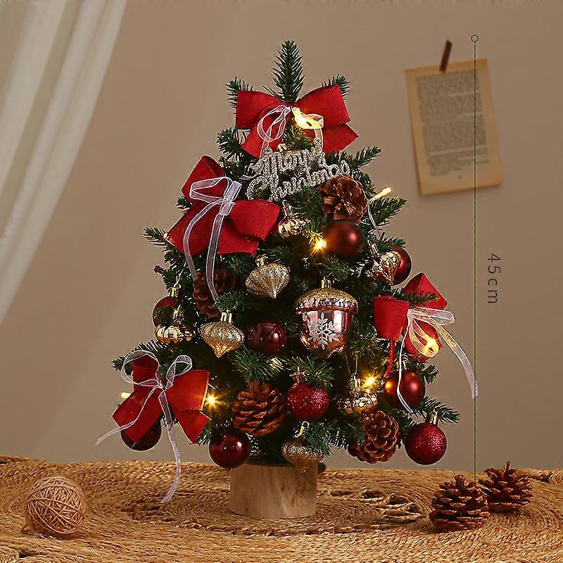Hot selling Christmas tree creative home desktop Christmas scene layout ins style decorative ornaments red acorn 45cm green tree