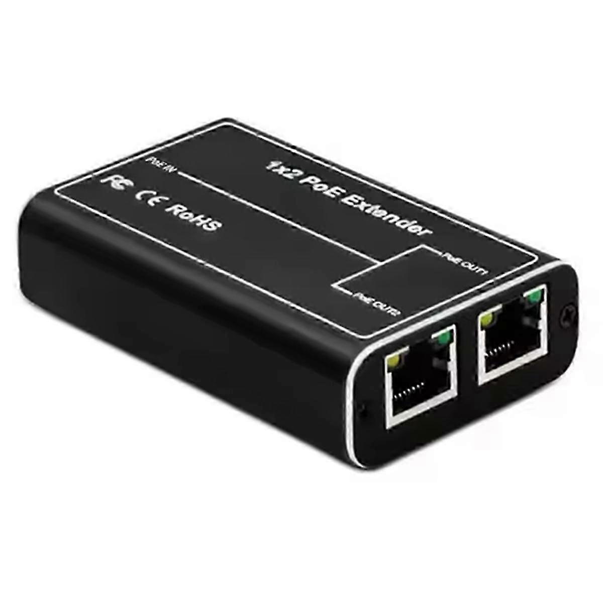 2 Port POE Extender, IEEE 802.3af/At PoE+ Standard, 10/100Mbps, POE Repeater 100 Meters(328 Ft), Extender PoE Input: 30W