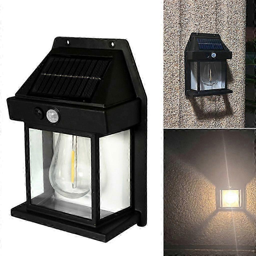Solar Motion Sensor Light, Waterproof Outdoor Wall Security Lamp, Black