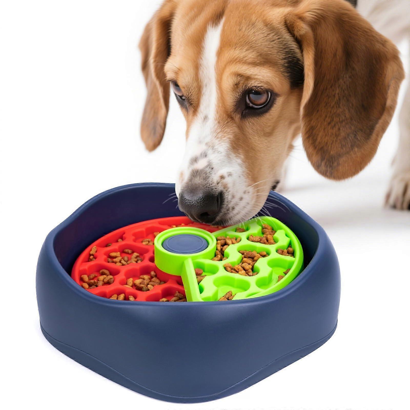 Interactive Slow Feeder Dog Bowl, 3Layer Rotating Design, NonSlip Base, 580g, Red And Green