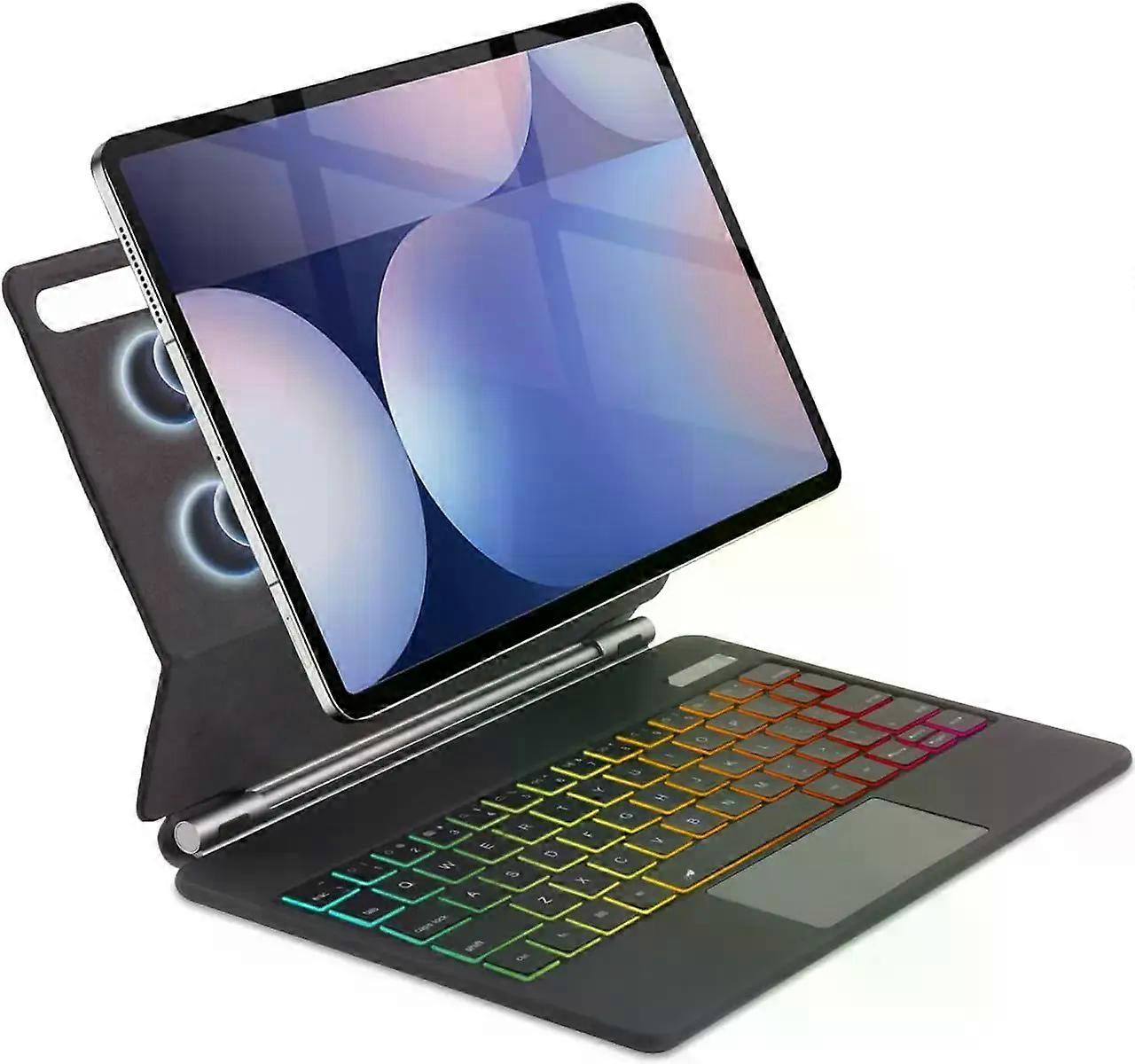 Magic Keyboard Case for 12.4 inch Samsung Galaxy Tab S10 Plus/S9 Plus/S9 FE Plus/S8 Plus/S7FE/S7 Plus with 7 Colour Backlit, Multi-Touch Trackpad, Flo