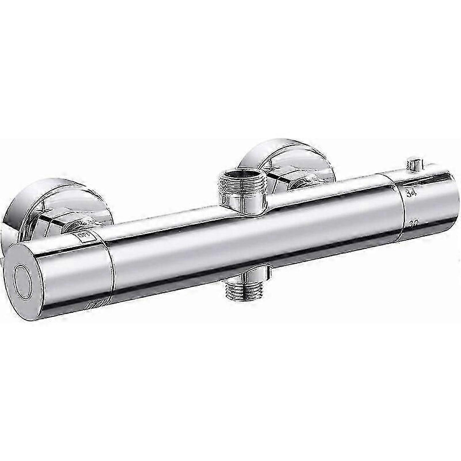 Thermostatic Shower Mixer Double Outlet Cylinder Thermostatic Shower Faucet Upper G3/4 BSP (26.4mm) + Lower G1/2