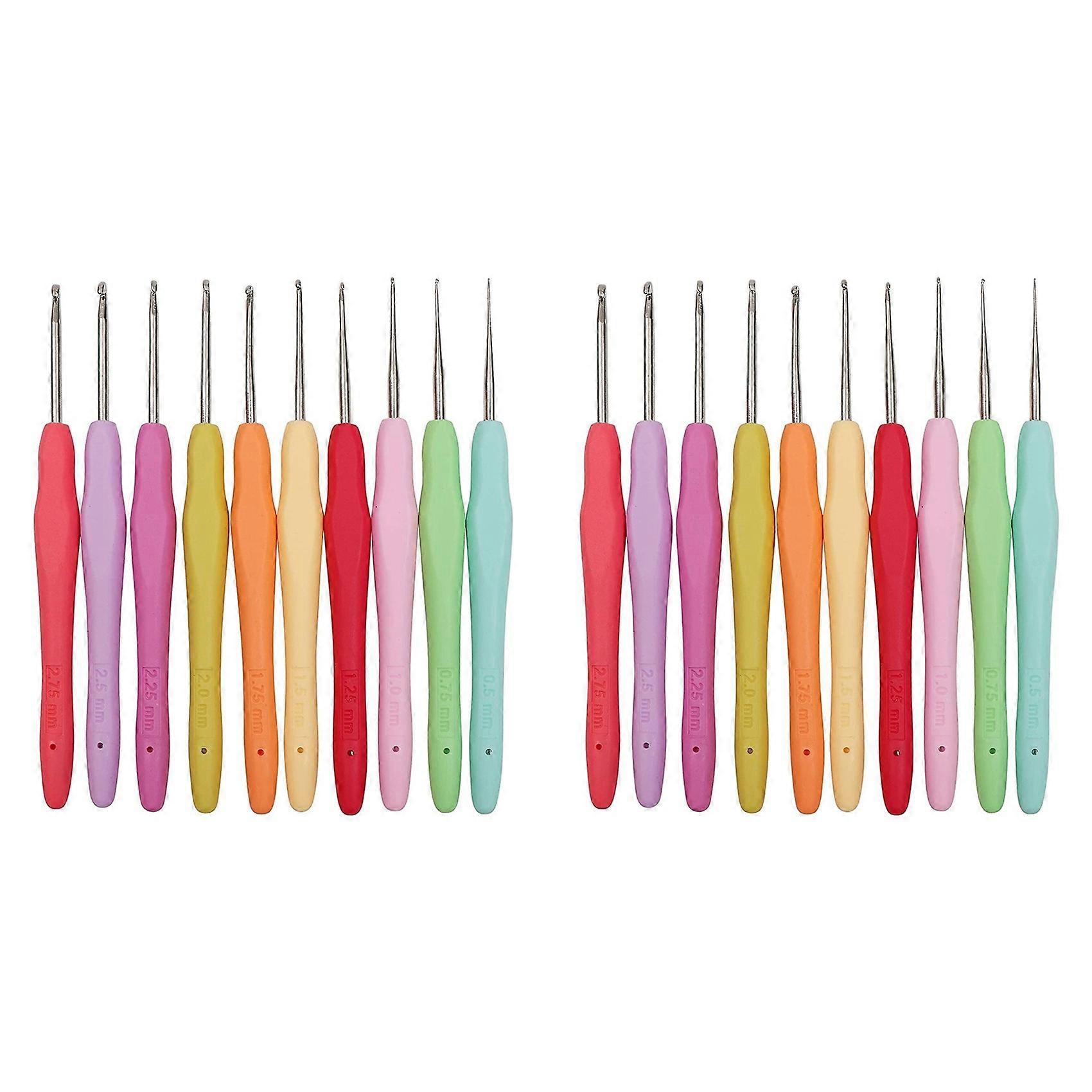 20Pcs Small Size Lace Crochet Hooks (0.5-2.75mm), Ergonomic Crochet Hooks Set with Soft Grip Handle for Thread