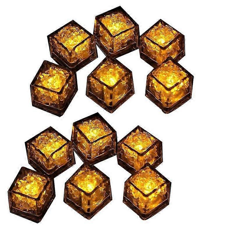 12PCS Waterproof LED Ice-Cube Flashing Glow in the Dark Light Up for Bar Club Drinking Party Decoration A