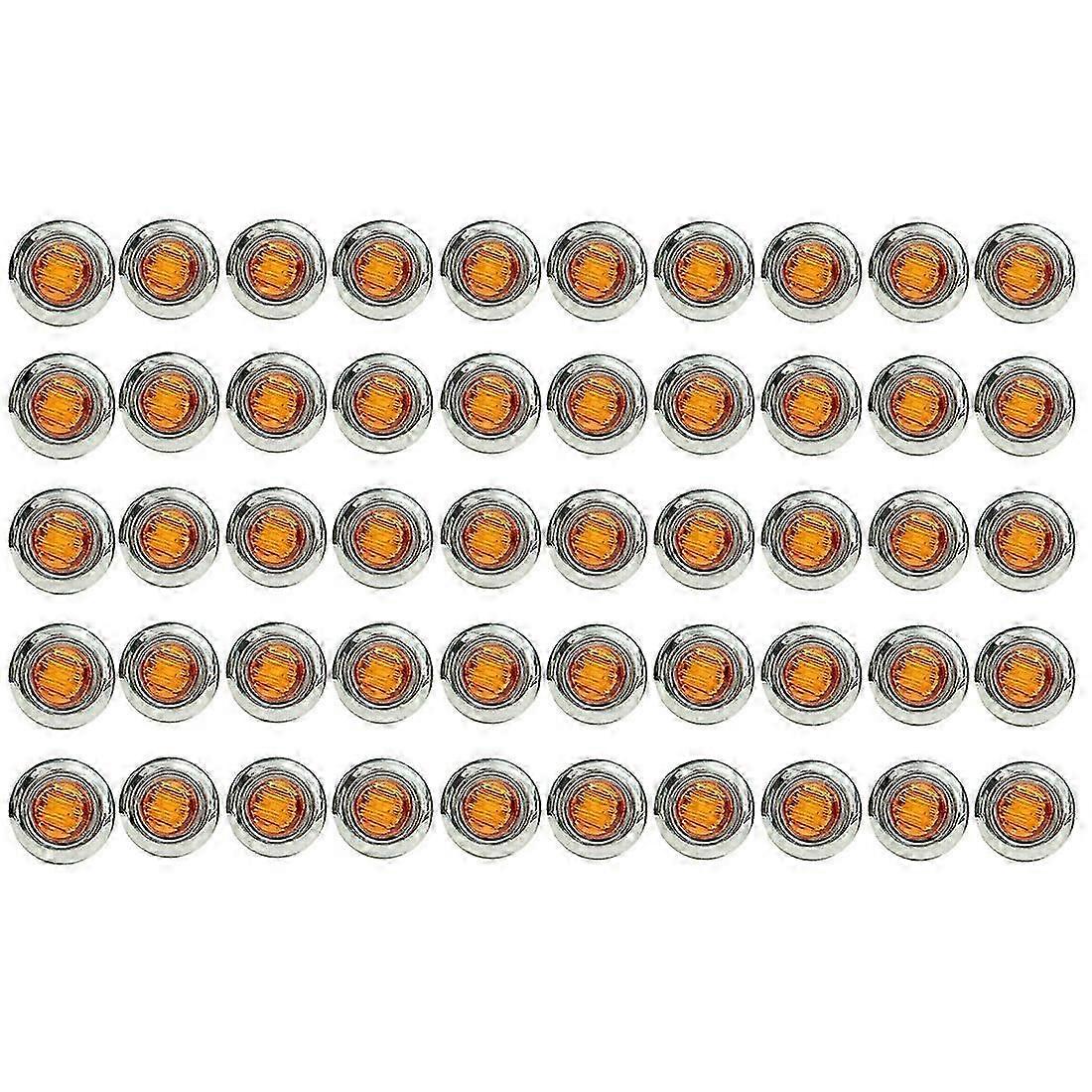 50PCS 3/4 Inch 3 LED Mini Round Trailer Side Marker Indicator Lights Universal for Trucks Boat Picku