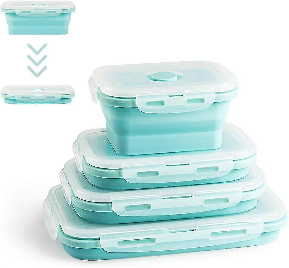 Foldable Fresh Storage Boxes 4 Pcs Foldable Fresh Storage Boxes Silicone Lunch Boxes Foldable Silicone