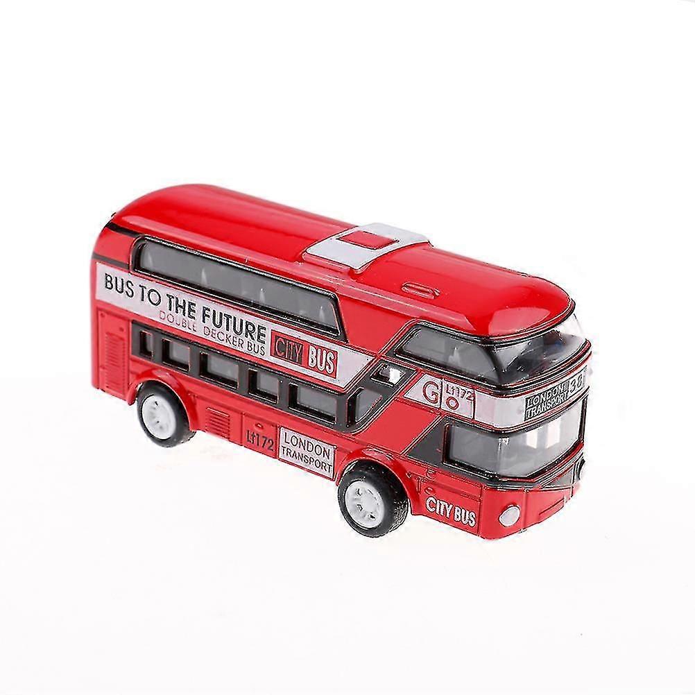 Kid Metal trykstøbt Biler Legetøj Pull Back Double Decker