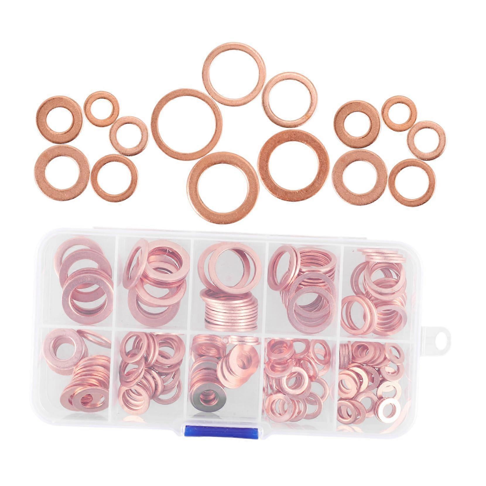 Washer Set Assorted Flat Sealing Washers for Automotive, Plumbing, Machinery Applications, Durable Box Packaging