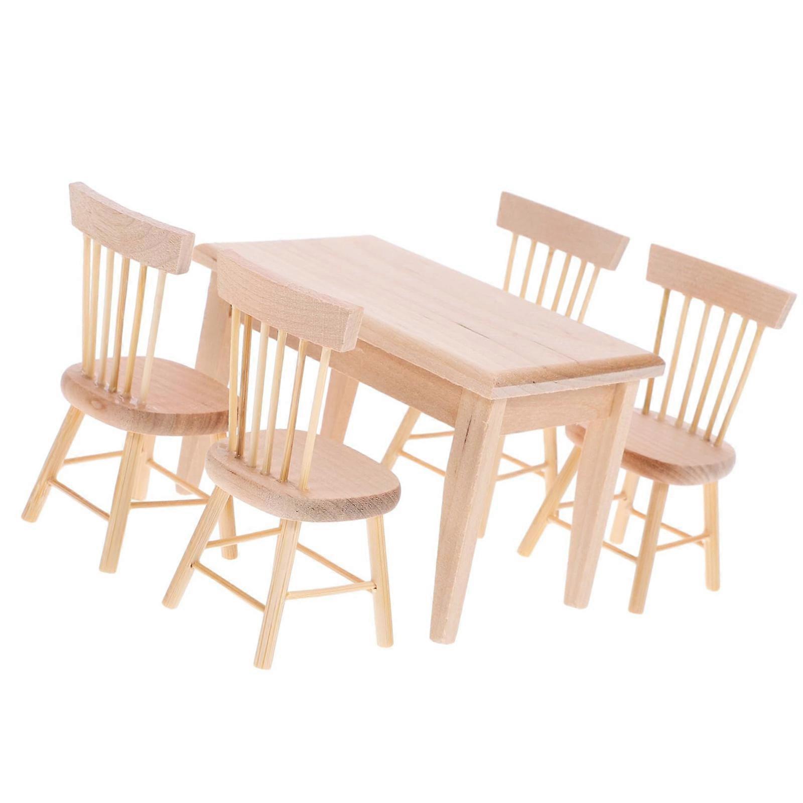 Collapsible Miniature Table And Chairs Set Realistic 1/12 Dollhouses Accessories With Detailing Multicolor