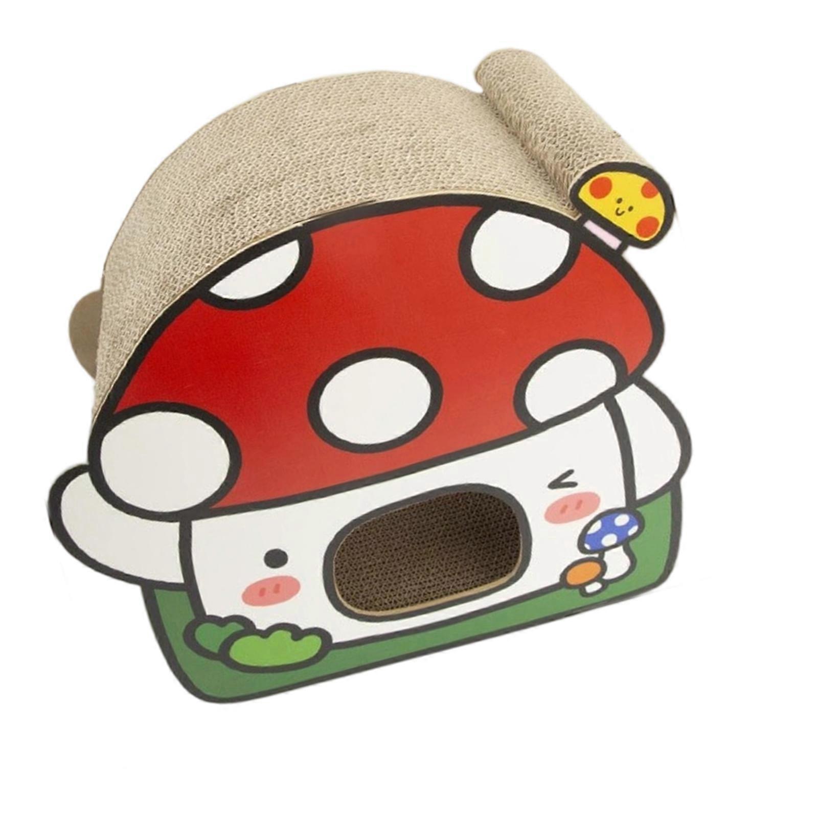 Cats Scratch Bed Nest Mushroom Bed for Kittens Dog Scratcher Spacious Cartoon Kittens Nest Large Size for Home Multicolor