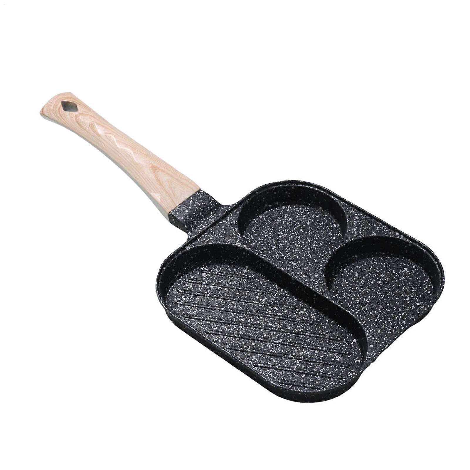 Breakfast Pan NonStick Pancake And Egg Pan 3Section Electric Induction Cookware Induction Compatible Black