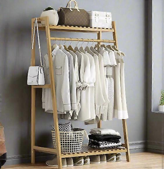 Heavy Duty Bamboo Clothes Rail And Wardrobe