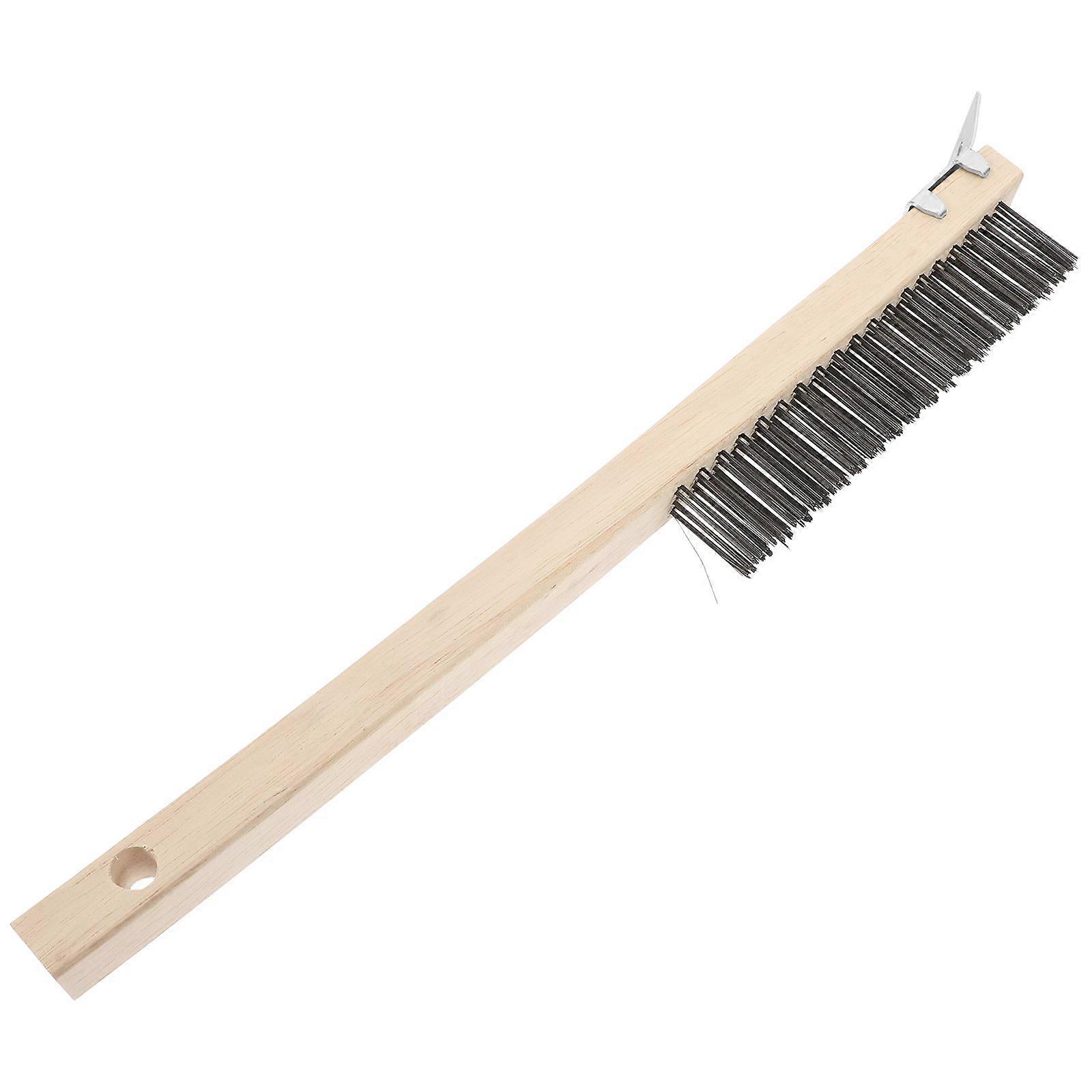 Wire Brush Wooden Handle Scratch Brushes With Scraper Wire Brushes For Cleaning Welding Slags And Rust Paint Scrubbing