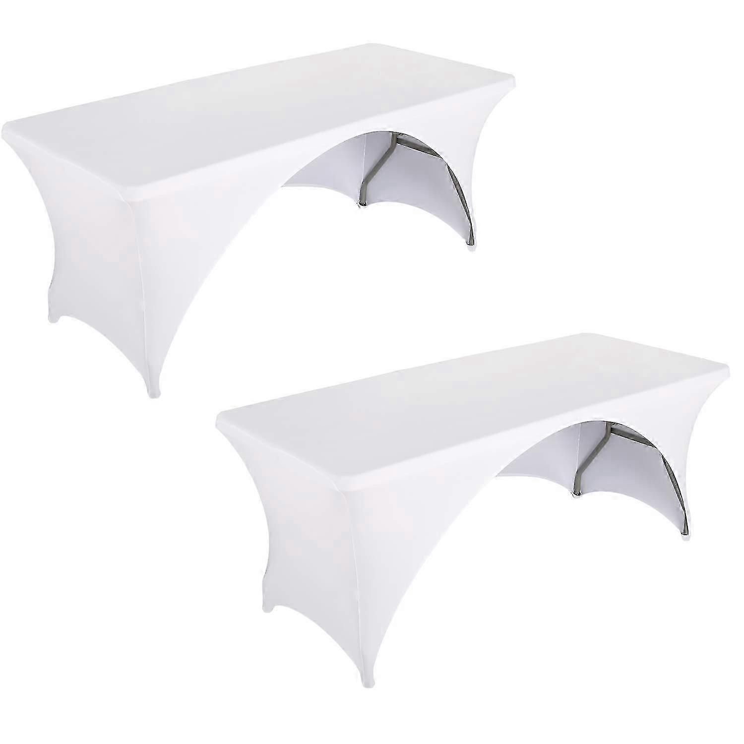 2 Pack White Fitted Table Covers for Trade Show Display on 6 Foot Folding Tables SZRH